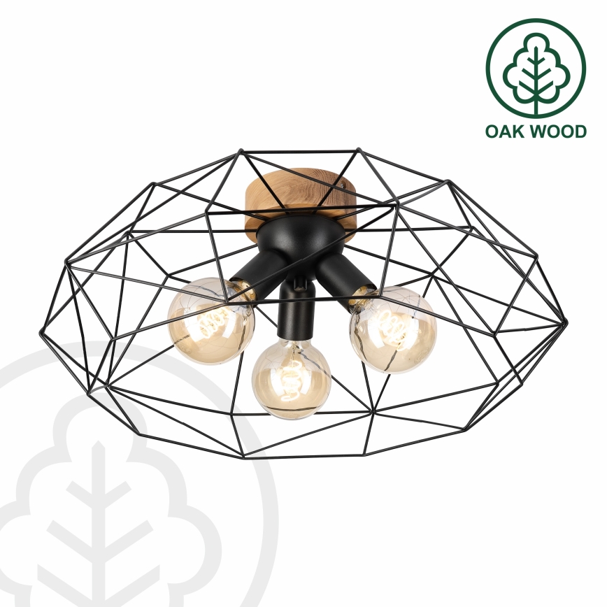 Brilagi - lubinis šviestuvas WOODY BASKET 3xE27/60W/230V skersmuo 60 cm, ąžuolas