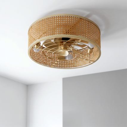 Brilagi - Lubinis ventiliatorius 4xE27/40W/230V, skersmuo 50 cm, bambukas + nuotolinis valdymas