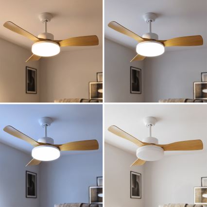 Brilagi - LED dimeriuojamas lubinis ventiliatorius LED/34W/230V 3000-6500K Ø 106 cm balta/ruda + nuotolinis valdymas