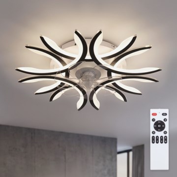 Brilagi - lubinis ventiliatorius su reguliuojamu LED apšvietimu, 70W/230V, 3000–6500 K, Ø 76 cm, juodas + nuotolinis valdymas