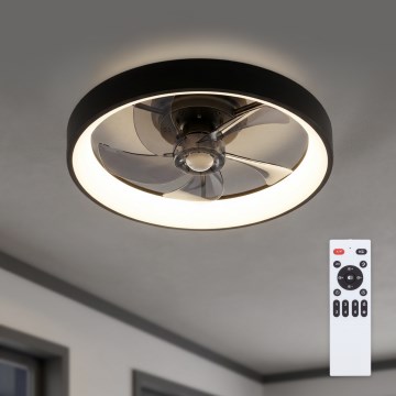 Brilagi - lubinis ventiliatorius su reguliuojamu LED apšvietimu LED/34W/230V 3000-6500K, skersmuo 50 cm, juodas + nuotolinis valdymas