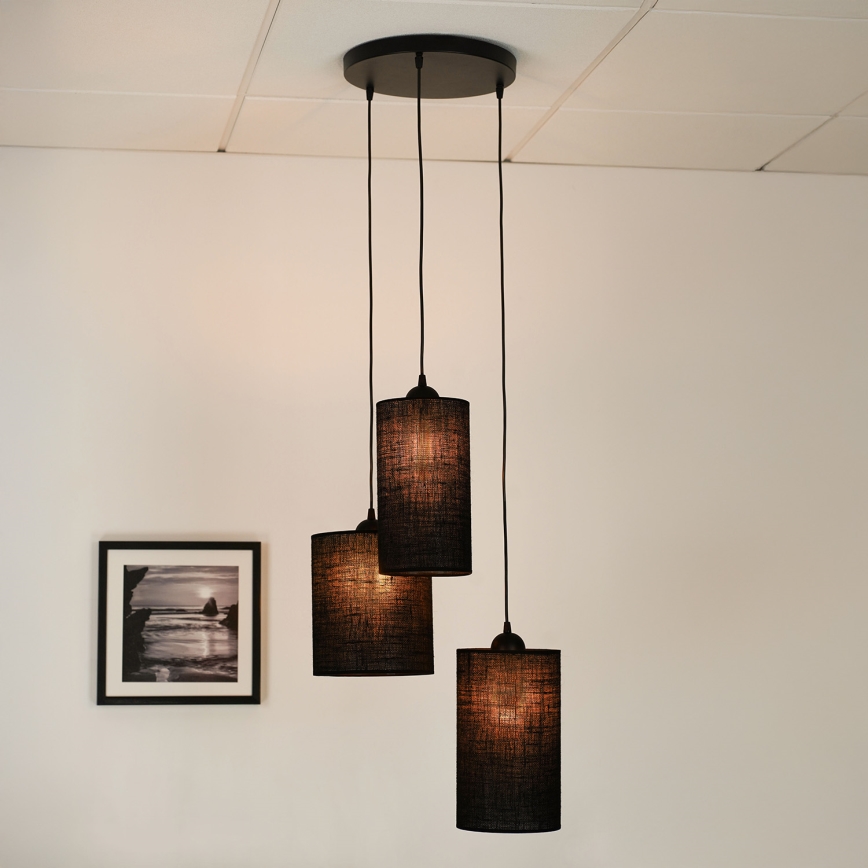 Brilagi - Lubų šviestuvas ant laido TUBES 3xE27/15W/230V juodas