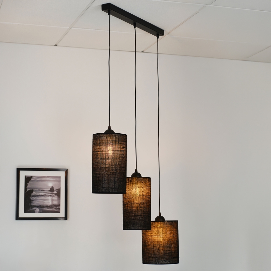 Brilagi - Lubų šviestuvas ant laido TUBES 3xE27/15W/230V juodas