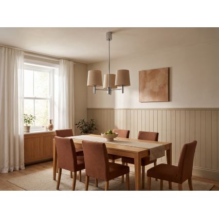 BRILAGI - lubų šviestuvas ant strypo MONTE 3xE27/60W/230V smėlio spalvos/blizgus chromas