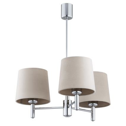 BRILAGI - lubų šviestuvas ant strypo MONTE 3xE27/60W/230V smėlio spalvos/blizgus chromas