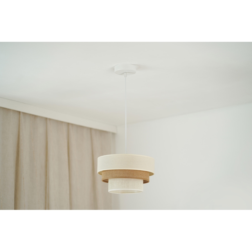 Brilagi - Pakabinamas šviestuvas ant laido DENVER LUNETA 1xE27/15W/230V skersmuo 25 cm smėlio/rudos/kreminės spalvos