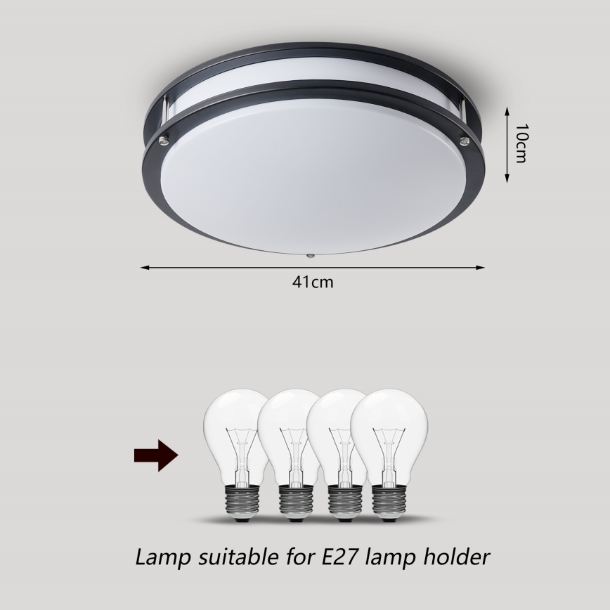 Brilagi - lubų šviestuvas ELARO, 4 x E27, 40 W, 230 V, Ø 41 cm, juodas