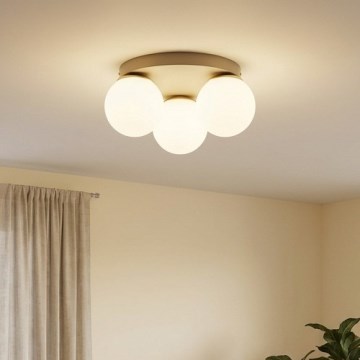 Brilagi - lubų šviestuvas MILO ECRU 3xE27/60W/230V Ø 35 cm smėlinis/auksinis