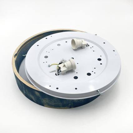 Brilagi - Lubų šviestuvas PINO 2xE27/15W/230V pušis/mėlyna skersmuo 37,5 cm