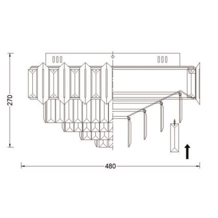 Brilagi - Lubų šviestuvas SPECTRA 5xE14/40W/230V skers. 48 cm aukso spalvos