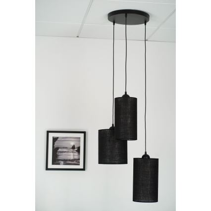 Brilagi - Lubų šviestuvas ant laido TUBES 3xE27/15W/230V juodas