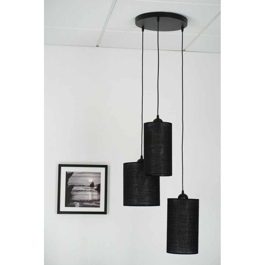 Brilagi - Lubų šviestuvas ant laido TUBES 3xE27/15W/230V juodas