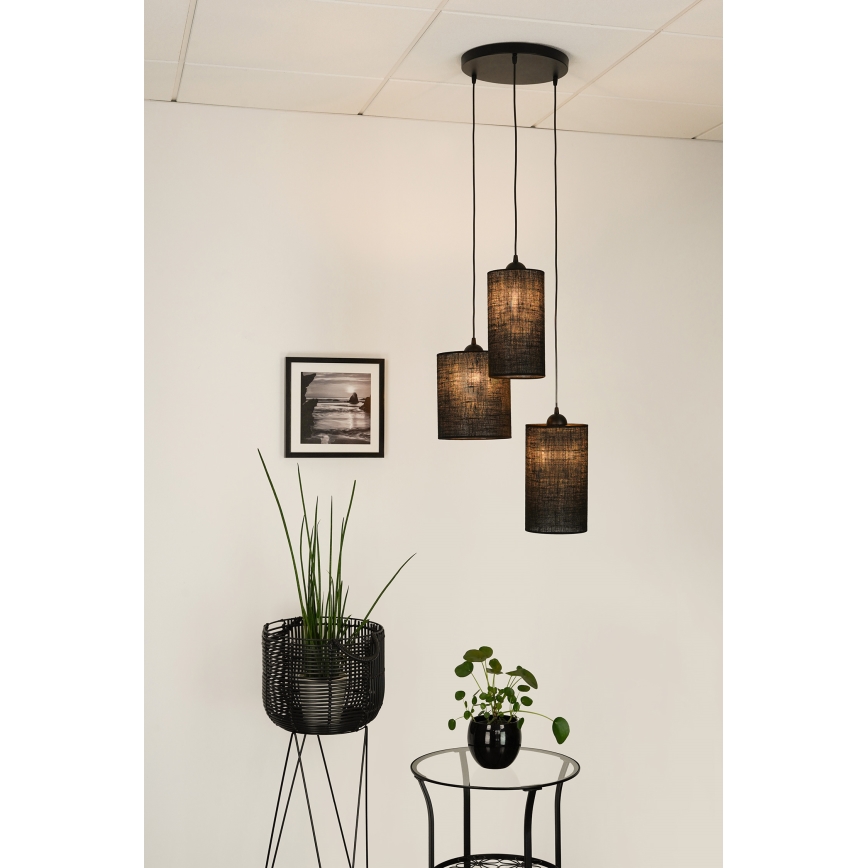 Brilagi - Lubų šviestuvas ant laido TUBES 3xE27/15W/230V juodas