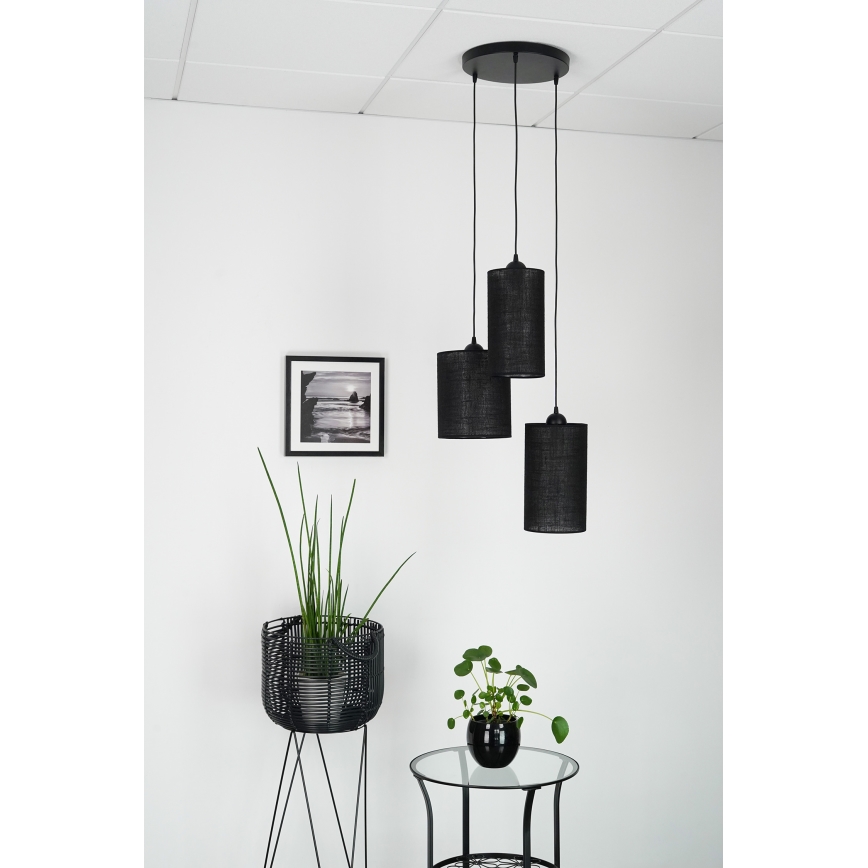 Brilagi - Lubų šviestuvas ant laido TUBES 3xE27/15W/230V juodas