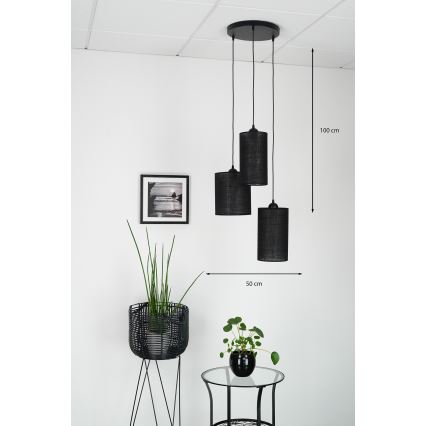 Brilagi - Lubų šviestuvas ant laido TUBES 3xE27/15W/230V juodas