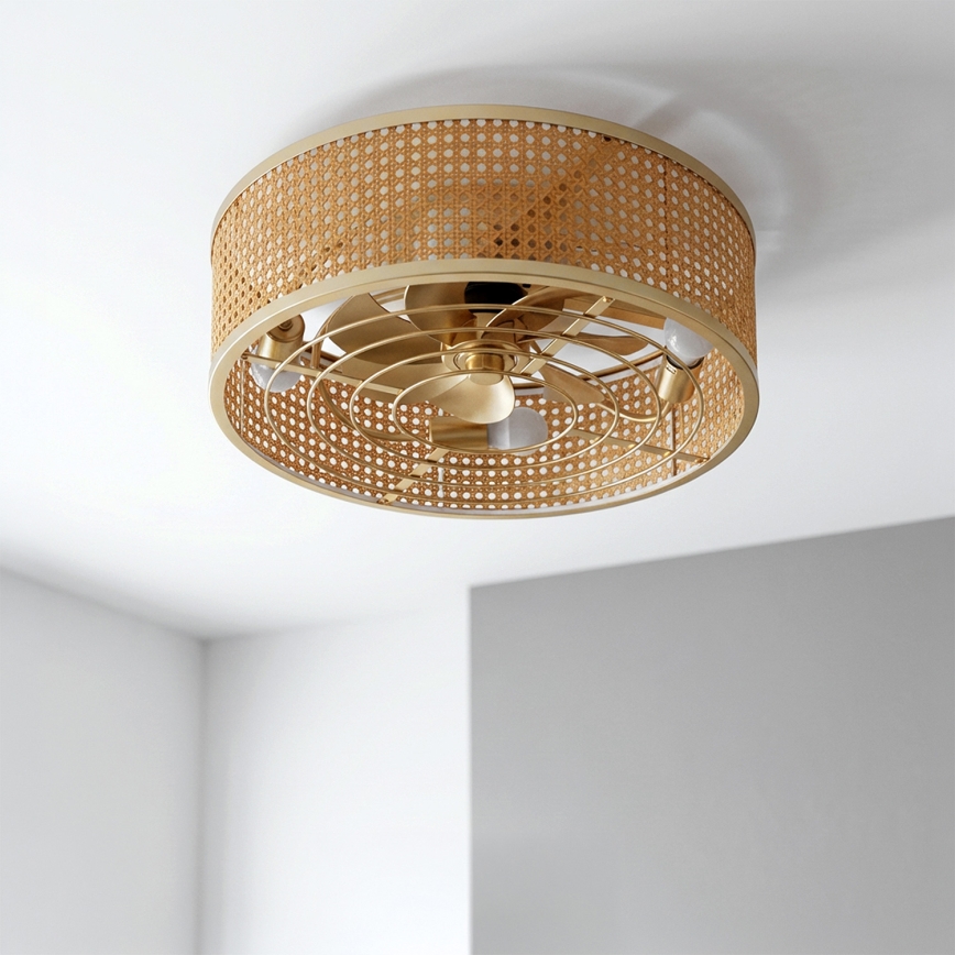 Brilagi - Lubinis ventiliatorius 4xE27/40W/230V, skersmuo 50 cm, bambuko apdaila, su nuotolinio valdymo pulteliu