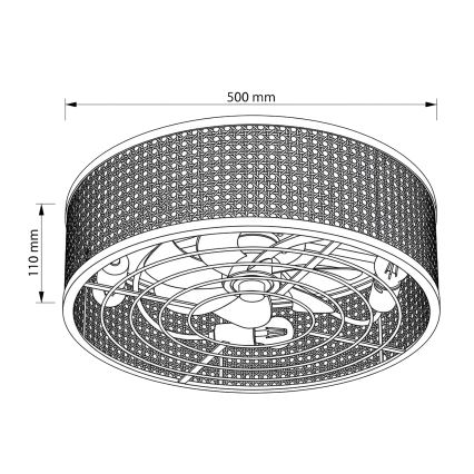 Brilagi - Lubinis ventiliatorius 4xE27/40W/230V, skersmuo 50 cm, bambuko apdaila, su nuotolinio valdymo pulteliu