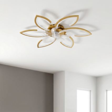 Brilagi - dimeriuojamas LED lubinis ventiliatorius LED/34W/230V 3000-6500K skersmuo 78 cm auksinis + nuotolinis valdymas