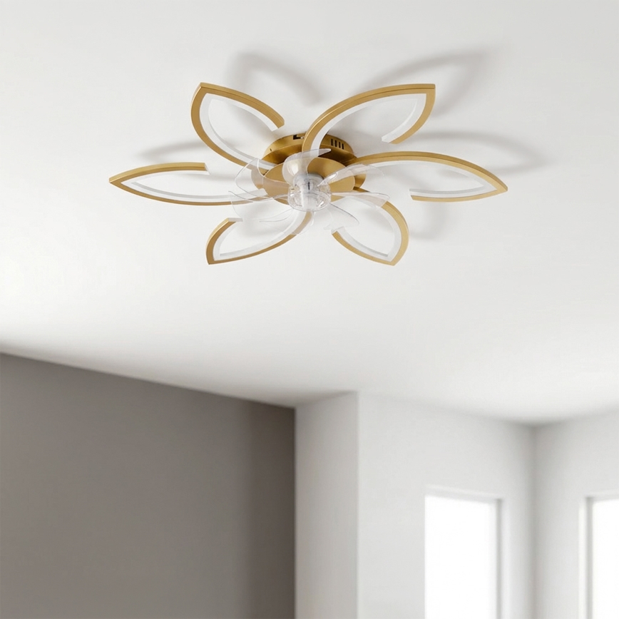 Brilagi - dimeriuojamas LED lubinis ventiliatorius LED/34W/230V 3000-6500K skersmuo 78 cm auksinis + nuotolinis valdymas