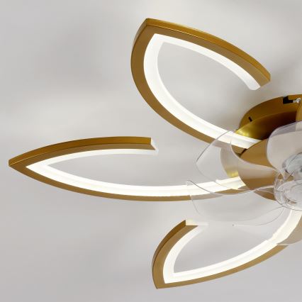 Brilagi - dimeriuojamas LED lubinis ventiliatorius LED/34W/230V 3000-6500K skersmuo 78 cm auksinis + nuotolinis valdymas