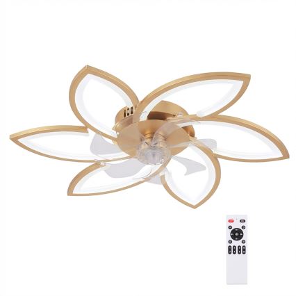 Brilagi - dimeriuojamas LED lubinis ventiliatorius LED/34W/230V 3000-6500K skersmuo 78 cm auksinis + nuotolinis valdymas