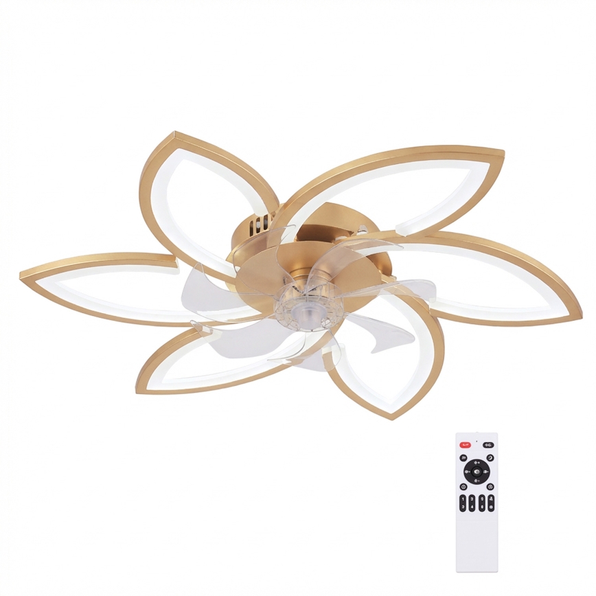 Brilagi - dimeriuojamas LED lubinis ventiliatorius LED/34W/230V 3000-6500K skersmuo 78 cm auksinis + nuotolinis valdymas
