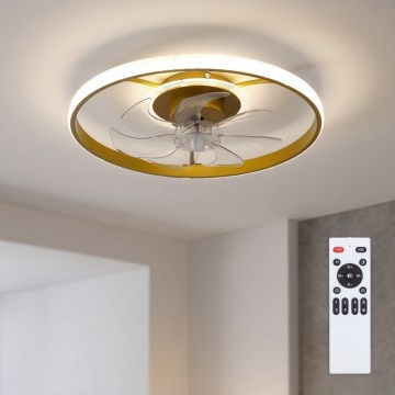Brilagi - lubų ventiliatorius su reguliuojamu LED apšvietimu LED/66W/230V 3000-6500K skersmuo 55 cm balta/auksinė + nuotolinis valdymas