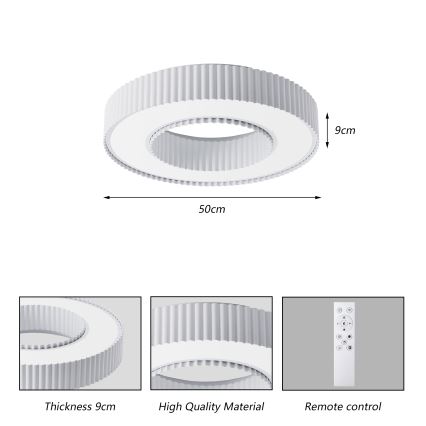 Brilagi - Dimeriuojamas LED lubų šviestuvas LUMIX LED/48W/230V 3000-6000K baltas, skersmuo 50 cm + nuotolinis valdymas
