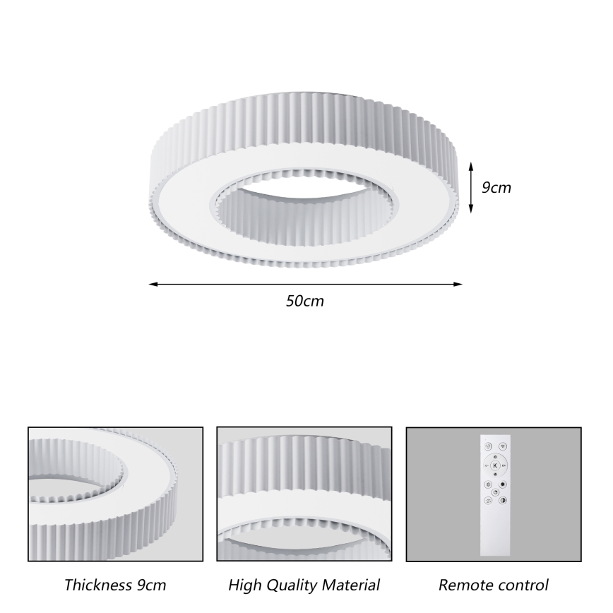 Brilagi - Dimeriuojamas LED lubų šviestuvas LUMIX LED/48W/230V 3000-6000K baltas, skersmuo 50 cm + nuotolinis valdymas