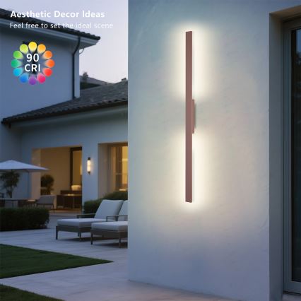 Brilagi - LED lauko sieninis šviestuvas LUNA LED/24W/230V 3000K IP65 100 cm rudas CRI 90