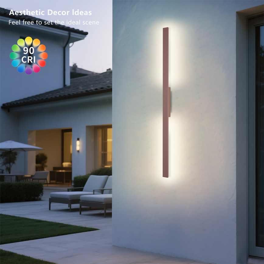 Brilagi - LED lauko sieninis šviestuvas LUNA LED/24W/230V 3000K IP65 100 cm rudas CRI 90