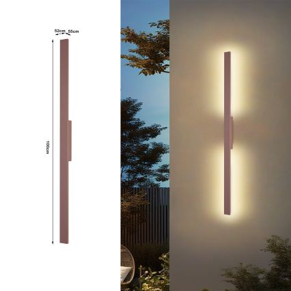 Brilagi - LED lauko sieninis šviestuvas LUNA LED/24W/230V 3000K IP65 100 cm rudas CRI 90
