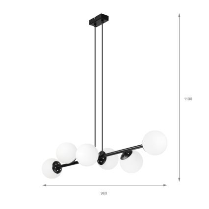 Brilagi - MALONY pakabinamas šviestuvas ant laido 6xE14/20W/230V juodas