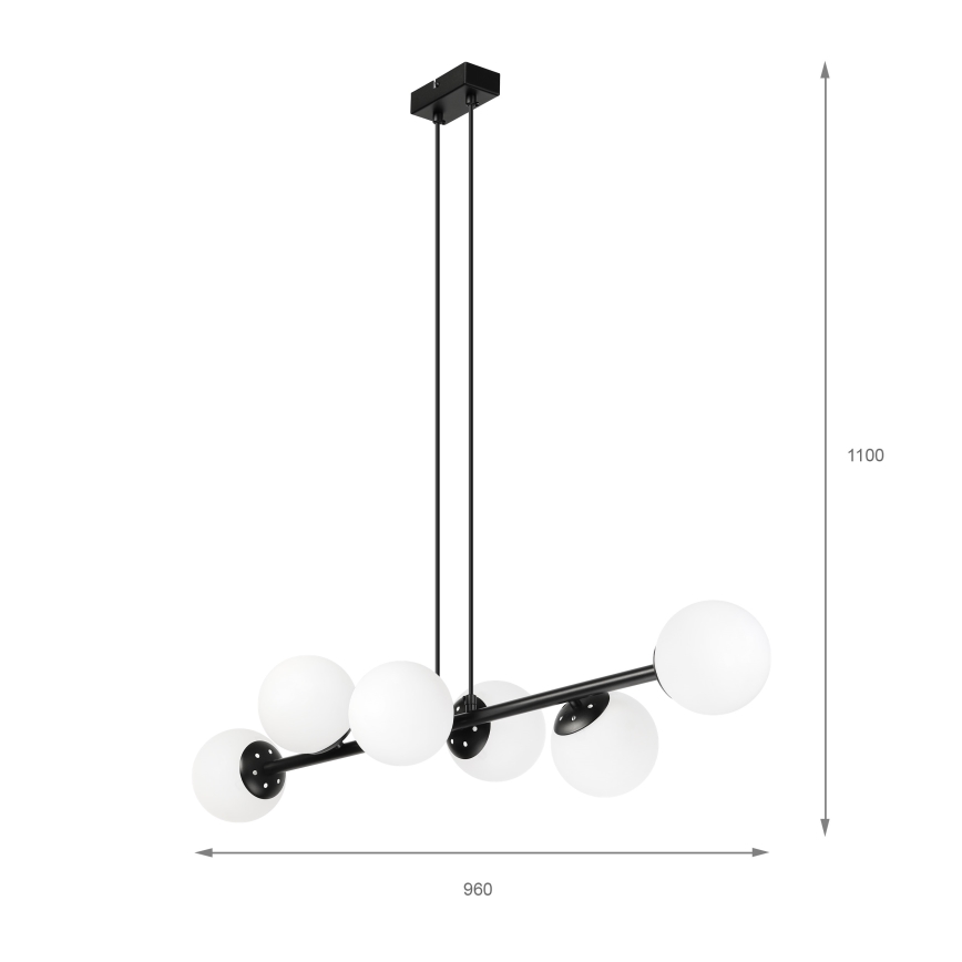 Brilagi - MALONY pakabinamas šviestuvas ant laido 6xE14/20W/230V juodas