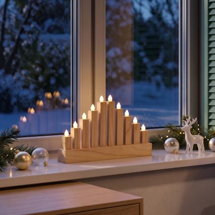 BRILAGI - Medinė kalėdinė LED žvakidė 10xLED/2xAA
