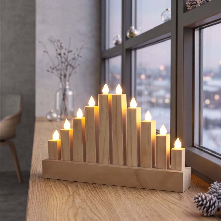 BRILAGI - Medinė kalėdinė LED žvakidė 10xLED/2xAA