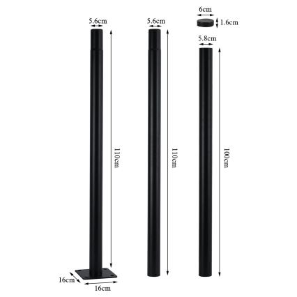 Brilagi - Metalinis stulpas lauko apšvietimui URBAN 3 m stulpas diametras 58 matinė juoda