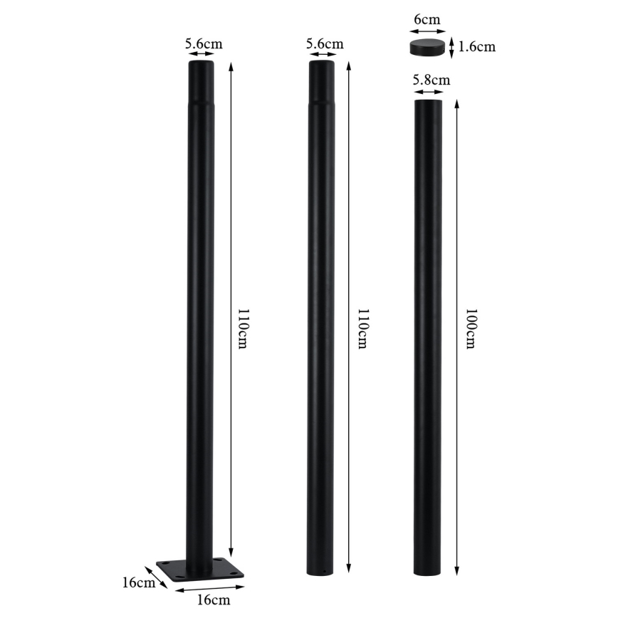 Brilagi - Metalinis stulpas lauko apšvietimui URBAN 3 m stulpas diametras 58 matinė juoda