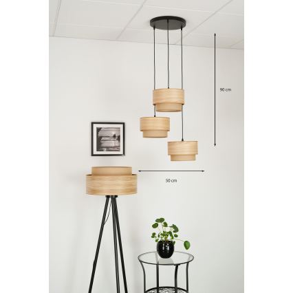 Brilagi - Pakabinamas šviestuvas ant laido MONTANA BOHO 3xE27/15W/230V ruda/juoda