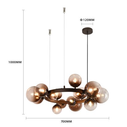 Brilagi - pakabinama LED liustra ant laido MILLA 15xG9/3W/230V ruda/dūminė ruda