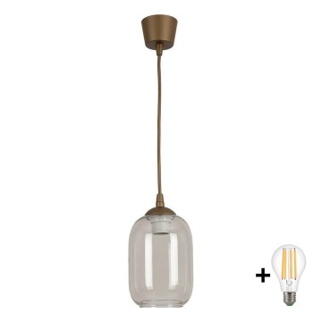 BRILAGI - pakabinama LED liustra ant laido RETRO GLASS 1xE27/60W/230V skers. 14 cm ruda/dūminė pilka