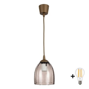 BRILAGI - pakabinama LED liustra ant laido RETRO GLASS 1xE27/60W/230V skersmuo 17 cm ruda/dūminė smėlinė