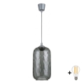 BRILAGI - Pakabinama LED liustra su laidu RETRO GLASS 1xE27/60W/230V Ø 14 cm sidabrinė/dūminė pilka