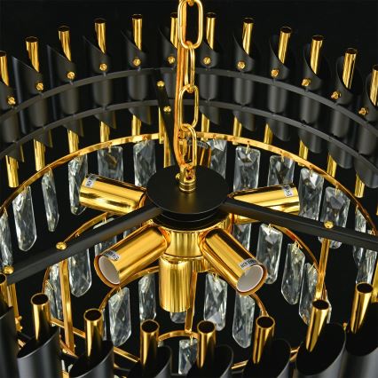 Brilagi - Pakabinama liustra ant grandinės ECLIPSE 7xE14/10W/230V skersmuo 48 cm juoda/auksinė