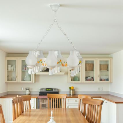 Brilagi - Pakabinama liustra ant grandinės QUEEN 6xE14/40W/230V bukas/kreminė