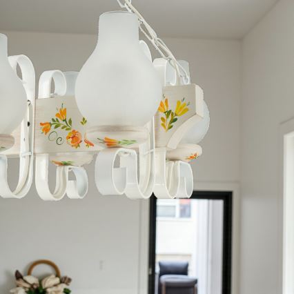 Brilagi - Pakabinama liustra ant grandinės QUEEN 6xE14/40W/230V bukas/kreminė