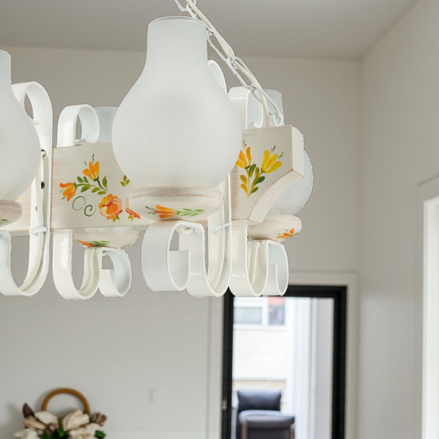 Brilagi - Pakabinama liustra ant grandinės QUEEN 6xE14/40W/230V bukas/kreminė