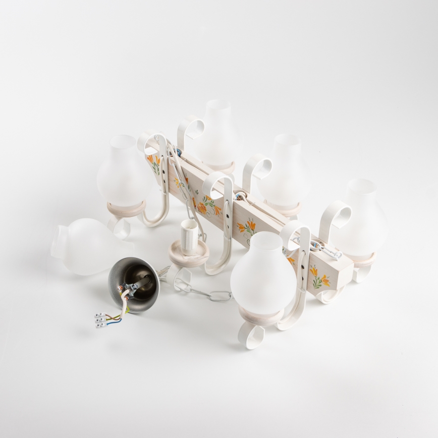 Brilagi - Pakabinama liustra ant grandinės QUEEN 6xE14/40W/230V bukas/kreminė