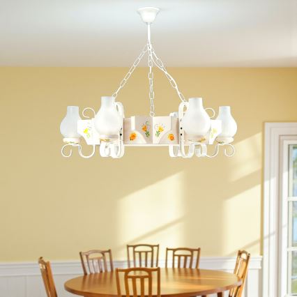 Brilagi - Pakabinama liustra ant grandinės QUEEN 6xE14/40W/230V buko/kreminė