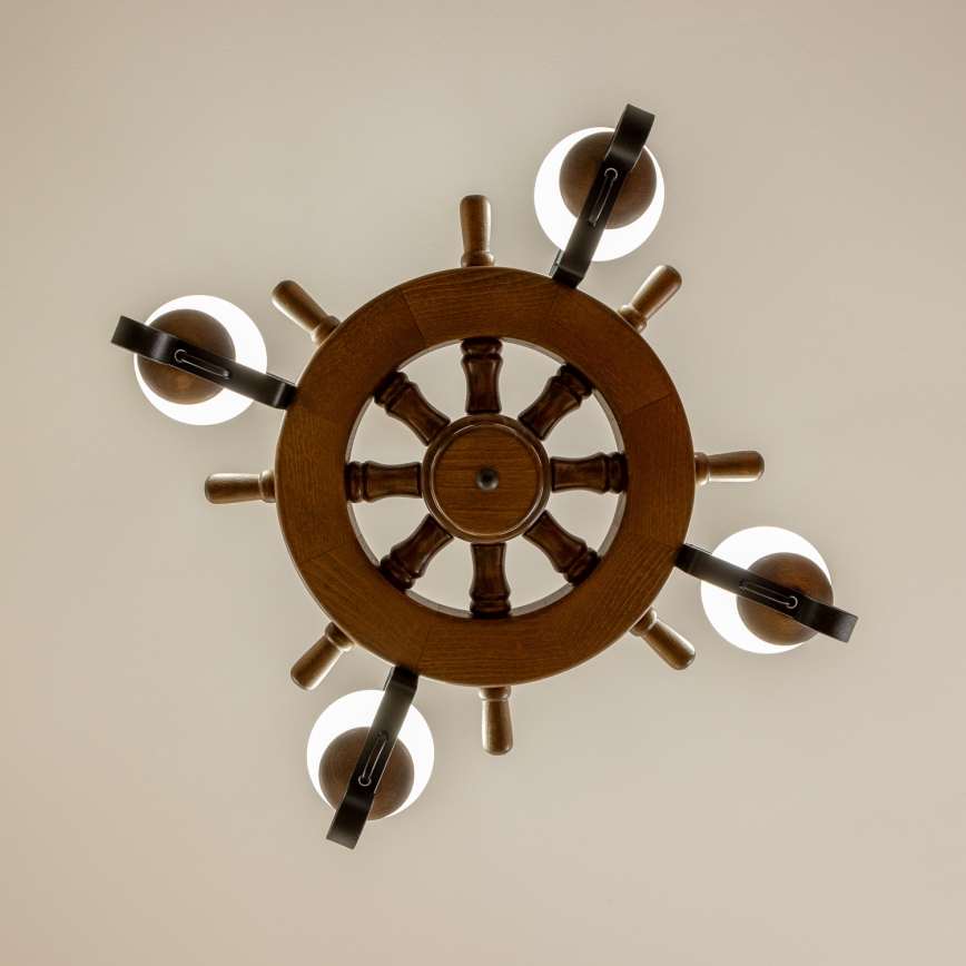 Brilagi - Pakabinama liustra ant grandinės TIMONA 4xE14/40W/230V skersmuo 50 cm bukas/riešutas